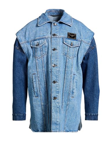 Man Denim outerwear Blue Size 36 Cotton