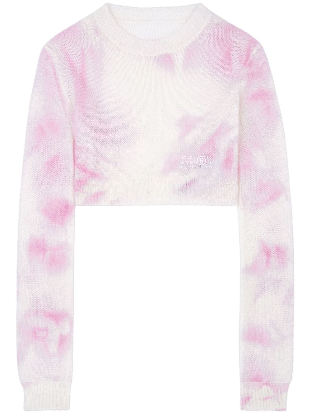 Tie-dye knitted crop top - White