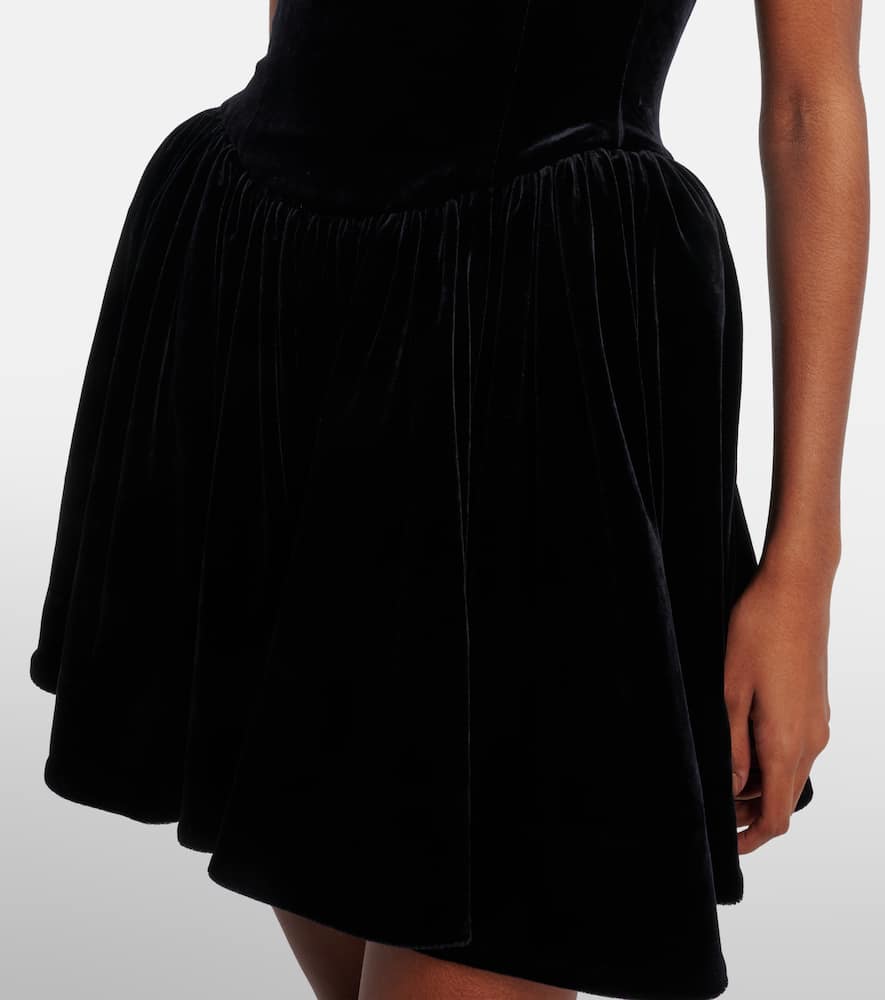 Puff-sleeve velvet minidress
