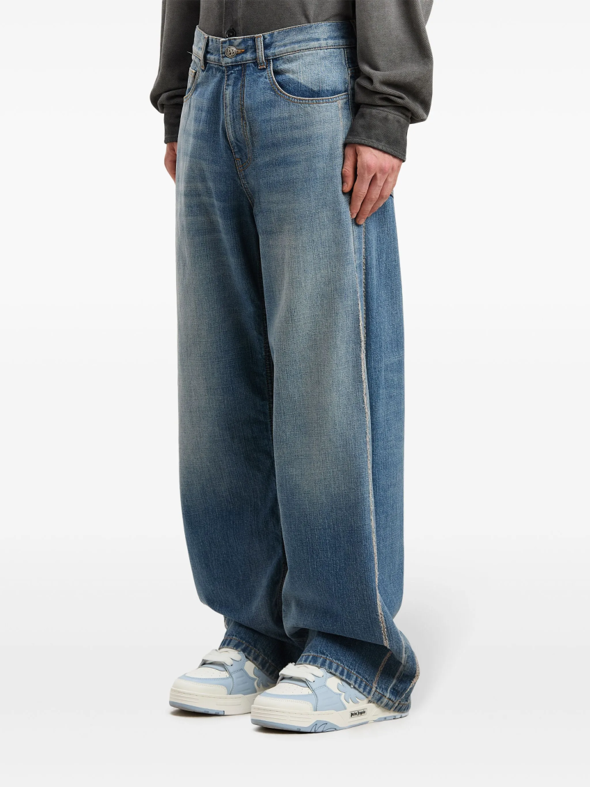 Curved logo loose-fit jeans - Blue