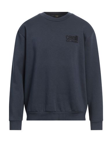 Cavalli Class Man Sweatshirt Navy Size S Polyester, Cotton