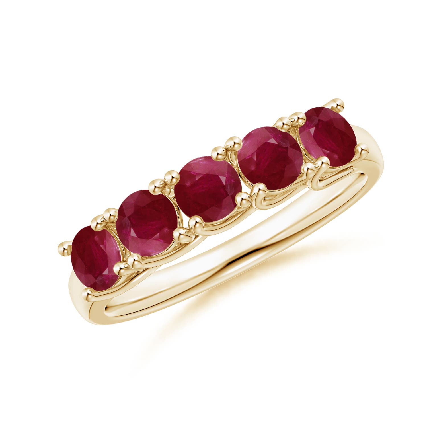 Angara 1.4 Carats Half Eternity Five Stone Ruby Wedding Band in 14K Yellow Gold