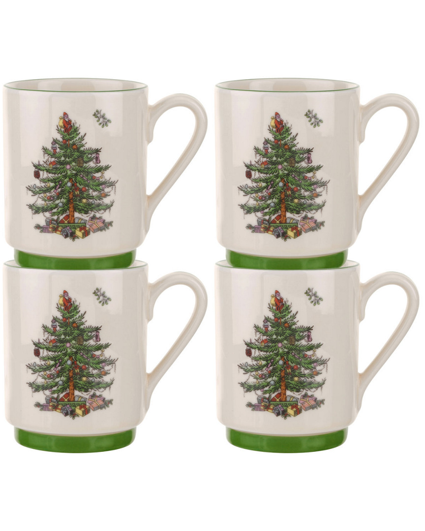Spode Christmas Tree Set of 4 Stacking Mugs