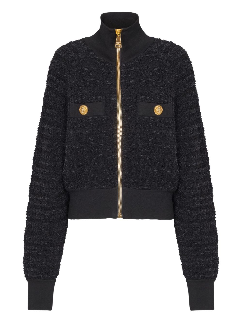 Tweed Zip Jacket — Black