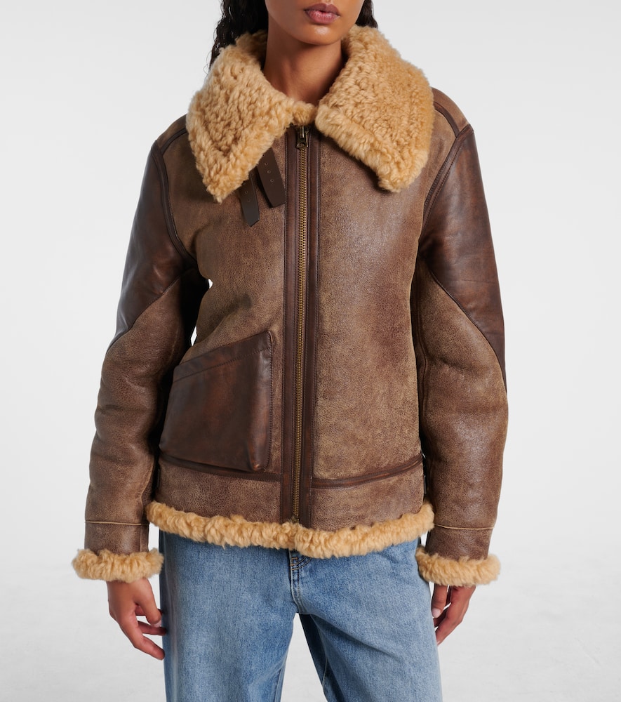 Shearling-trimmed leather jacket