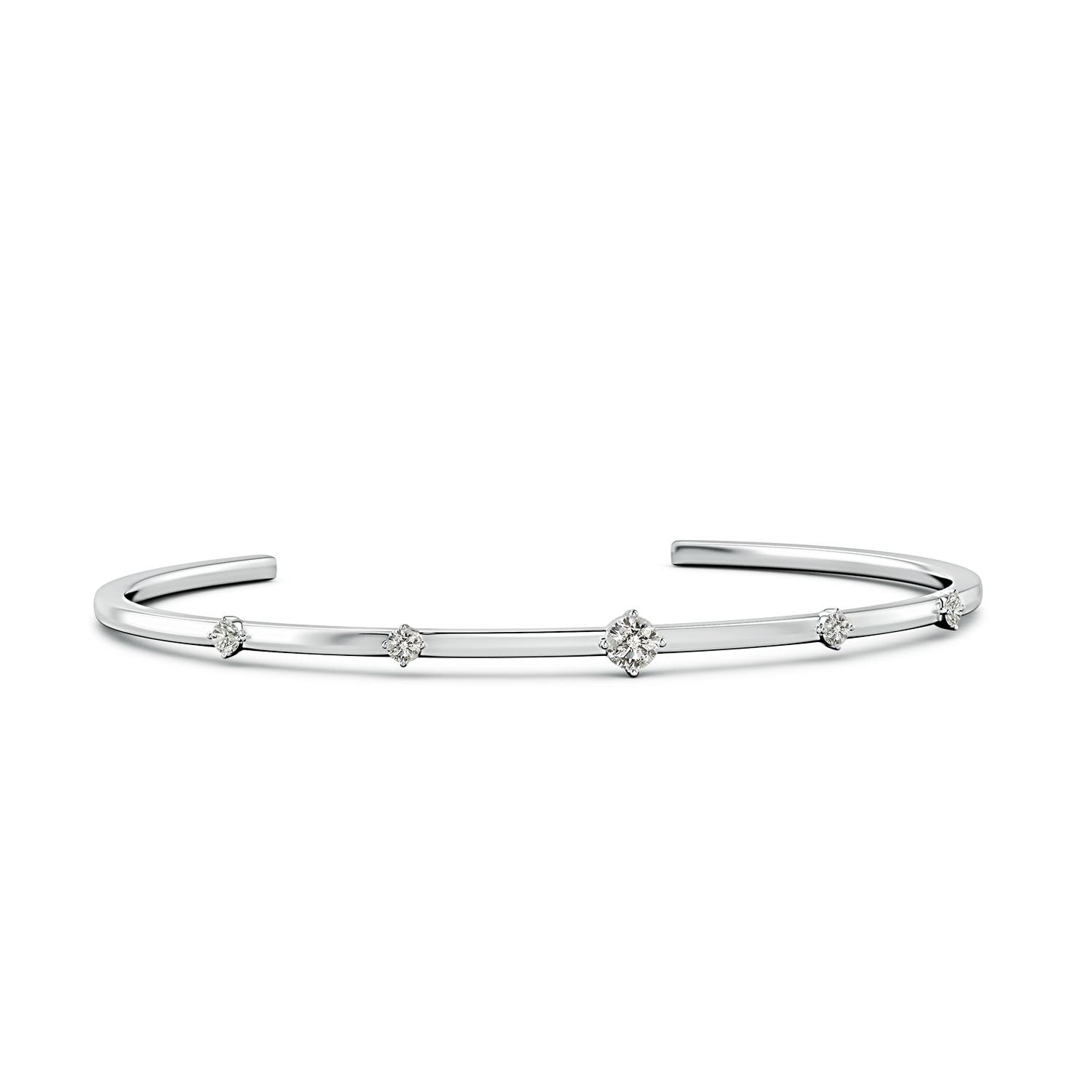 Angara 0.51 CTW Five-Stone Round Diamond Station Cuff Bracelet in Platinum