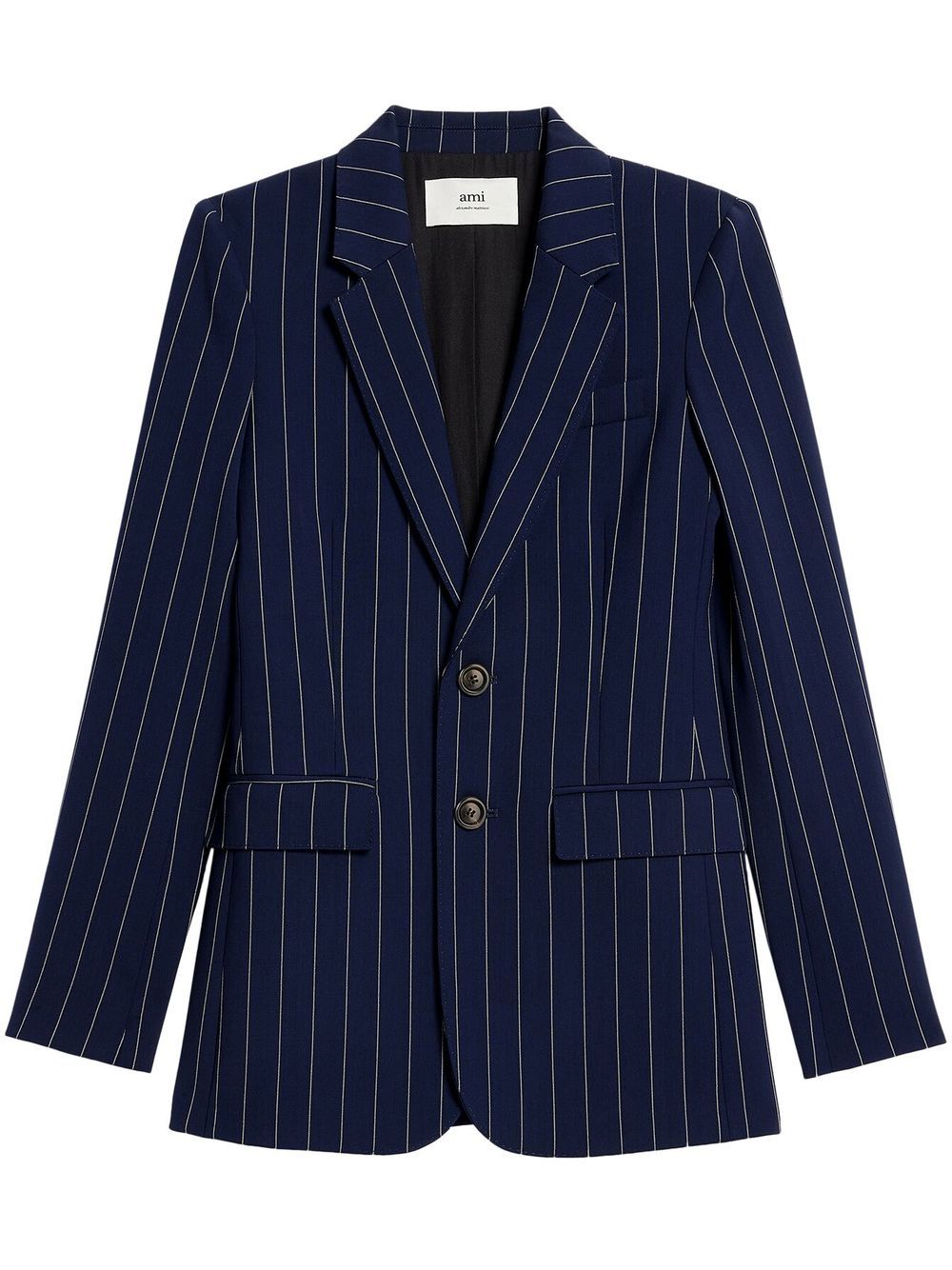 Striped single-breasted blazer - Blue