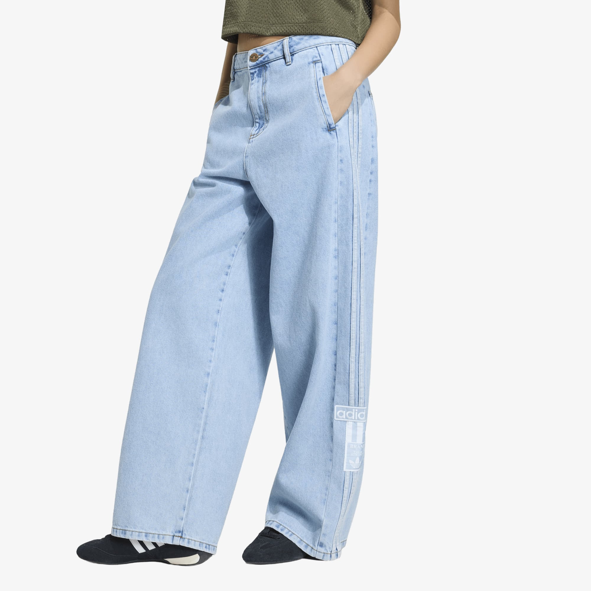 Pants adidas Adibreak Mid-Rise Wide-Leg Denim Pants Light Deni