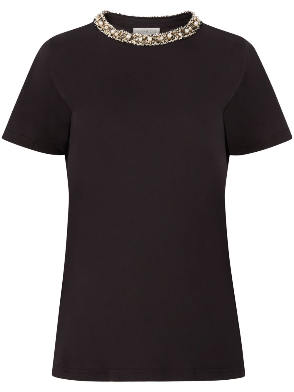 Beaded detailing t-shirt - Black