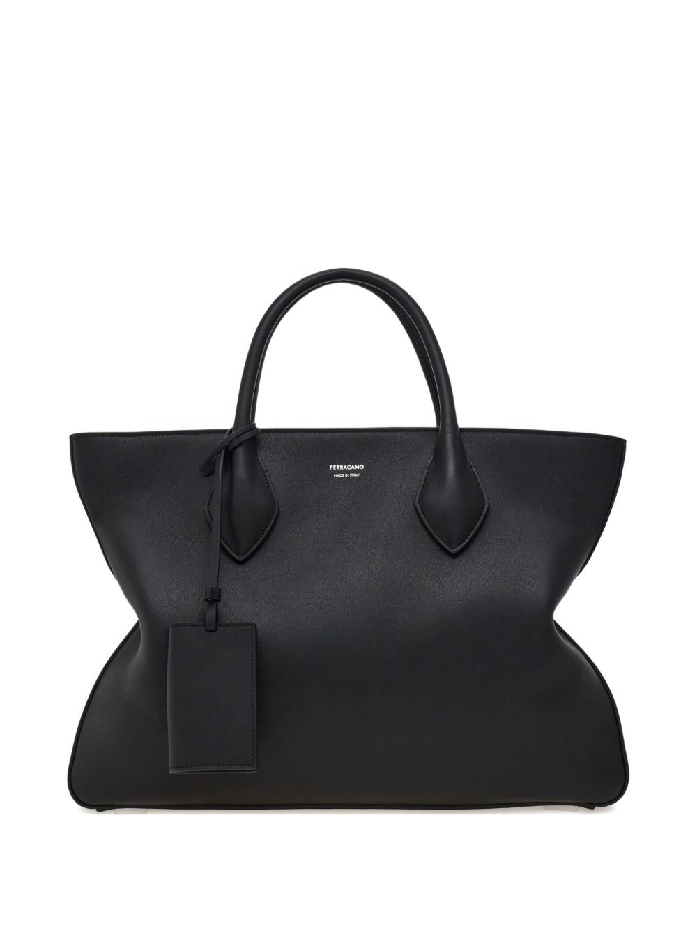 Monogram structured leather tote bag - Black