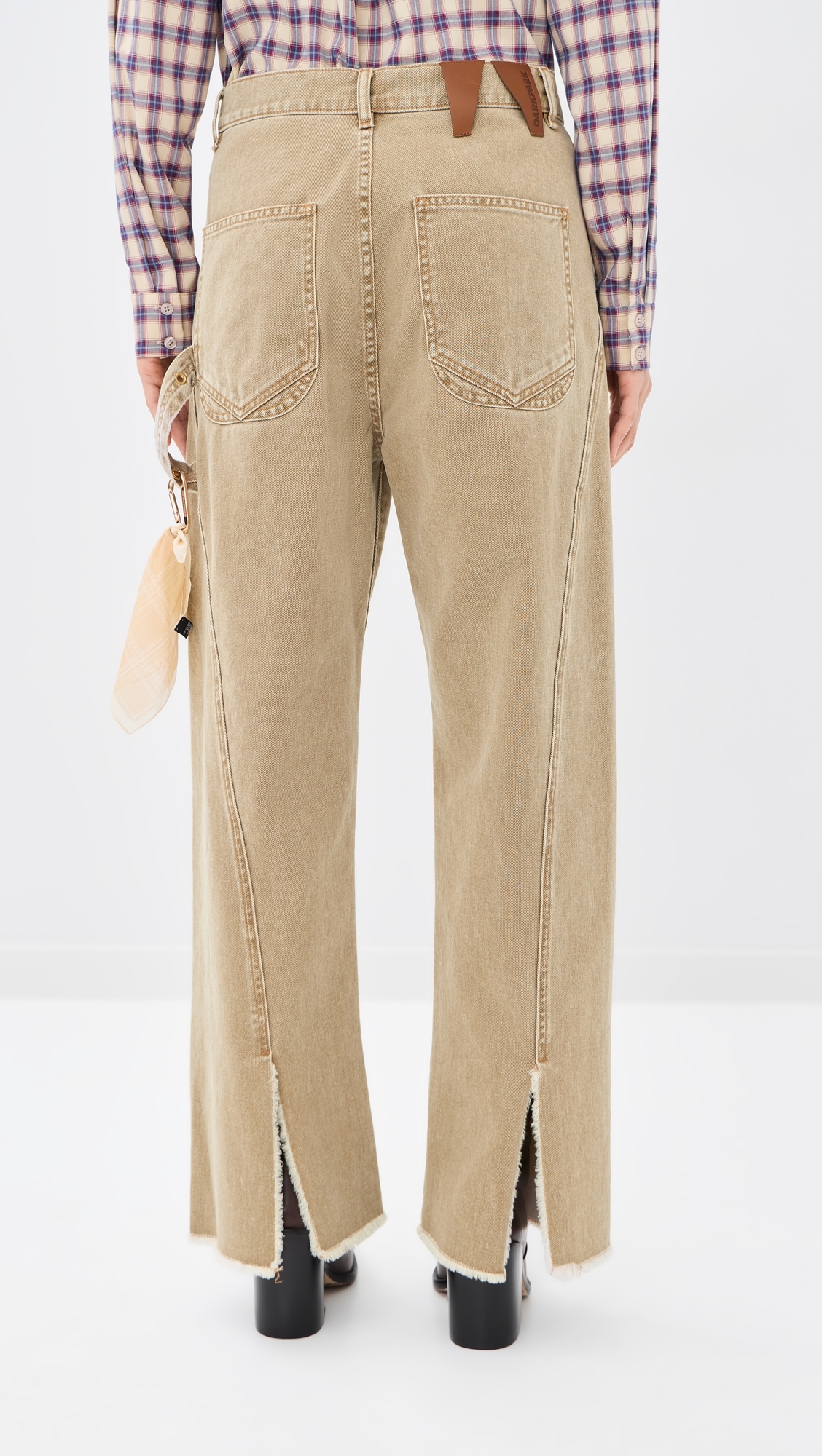 Sienna Loose Back Split Denim Jeans Camel