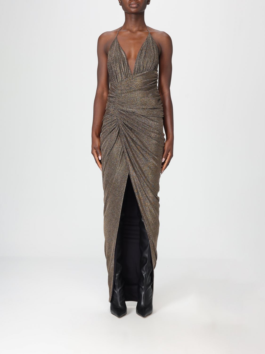 Halterneck lurex maxi dress - Silver