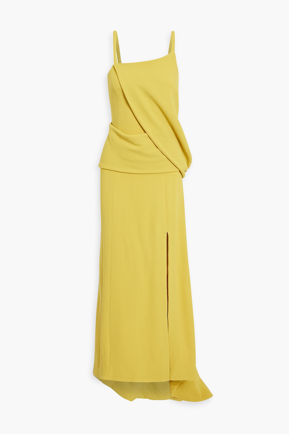 Page wrap-effect wool-blend crepe gown