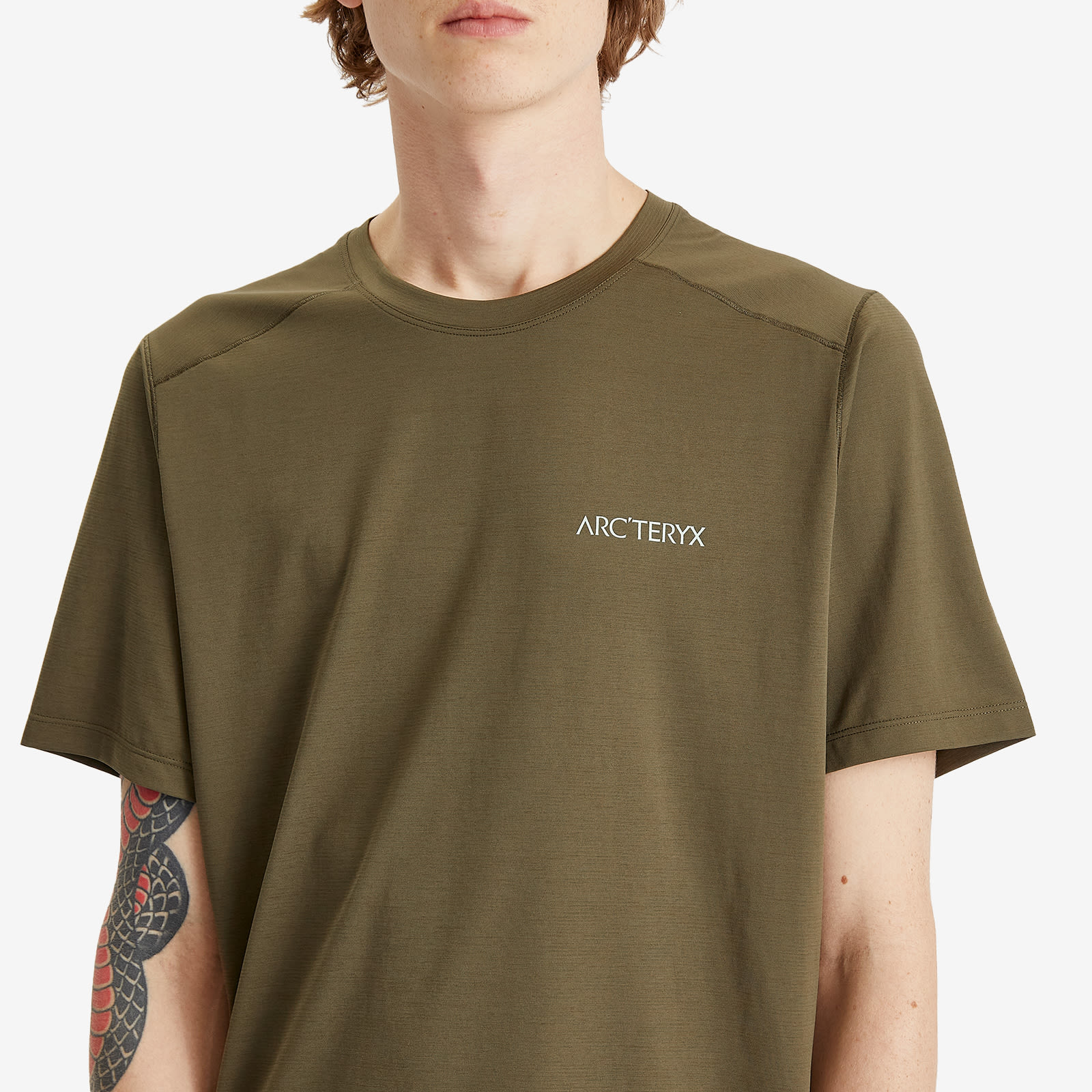 Arc'teryx Men's Cormac Arc'Bird Logo T-Shirt in Tatsu Heather/Stone Green