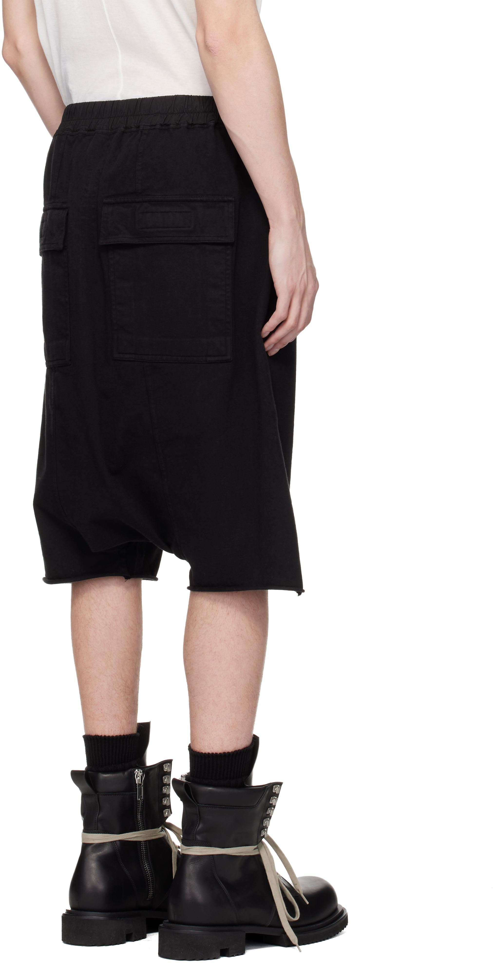 Black Temple Drawstring Pods Shorts