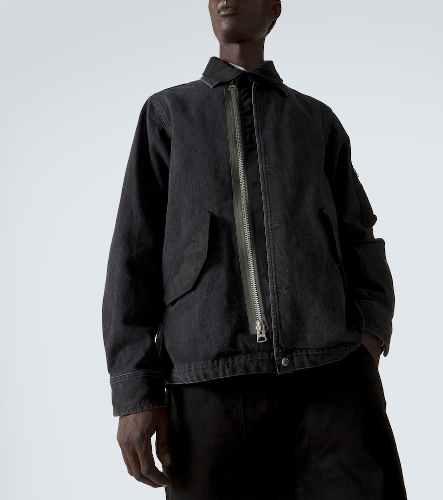 Twill-trimmed denim blouson jacket