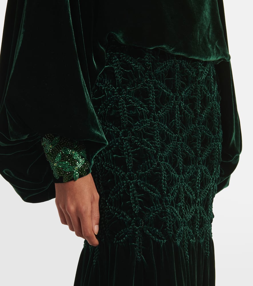 Genevieve smocked velvet gown