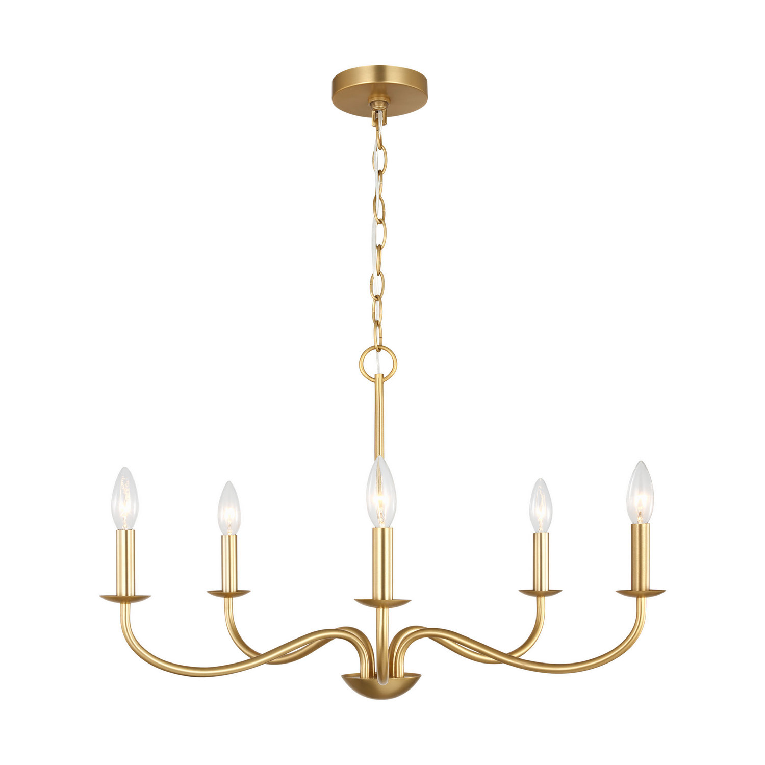 Satin Brass Chandelier from the Abells Collection