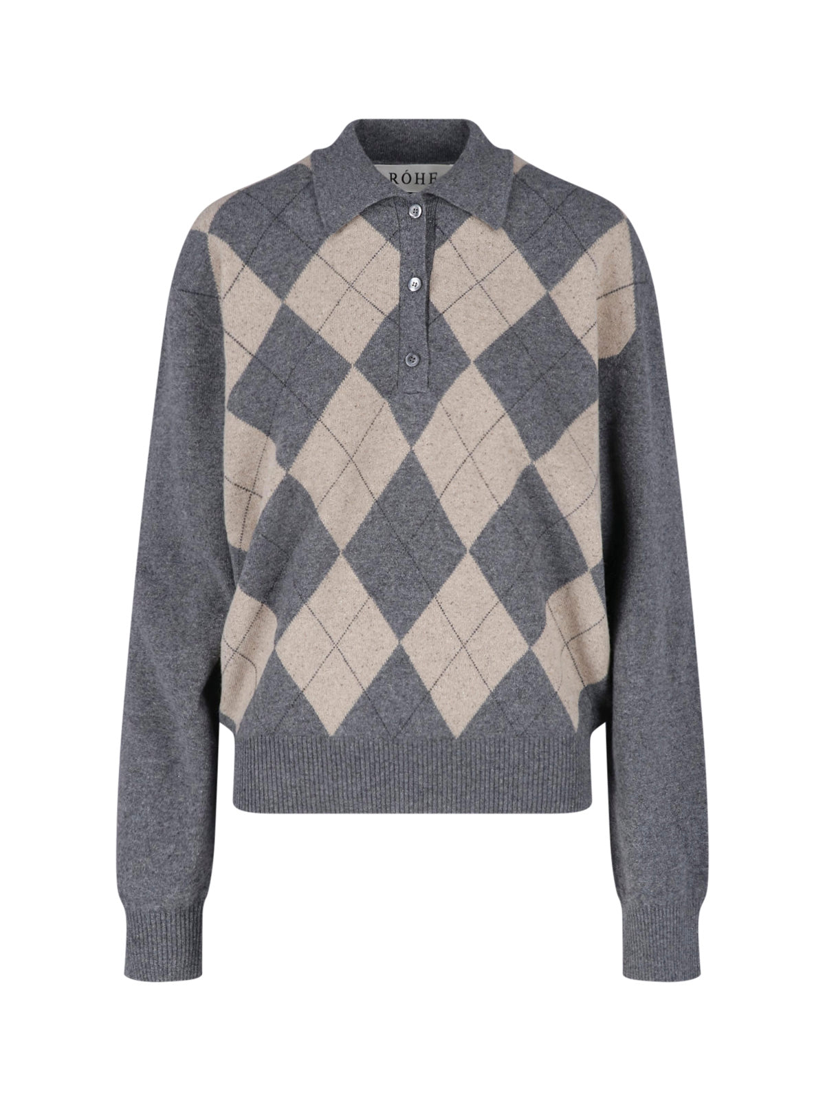 Argyle Knit Polo Sweater