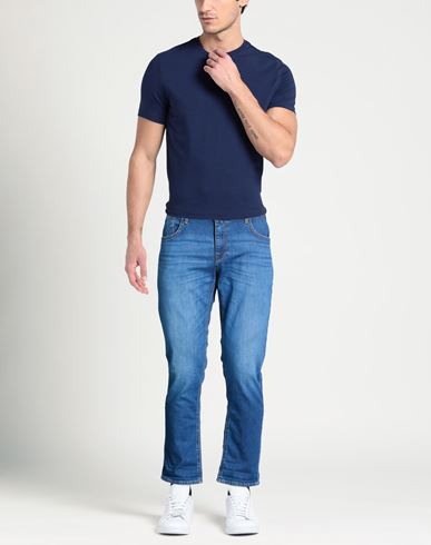 Man Jeans Blue Size 36 Cotton, Elastane