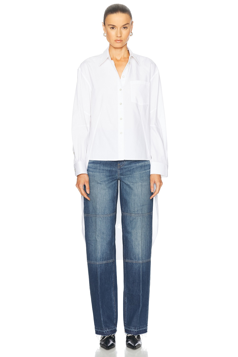 Helmut Lang Long Sleeve Button Up Top in White - White.  XS also in L