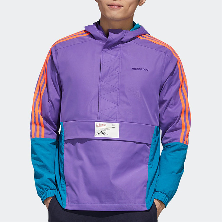 Neo M Ss Cs Wb Zipper Cardigan Windproof Colorblock Sports Hooded Jacket Purple