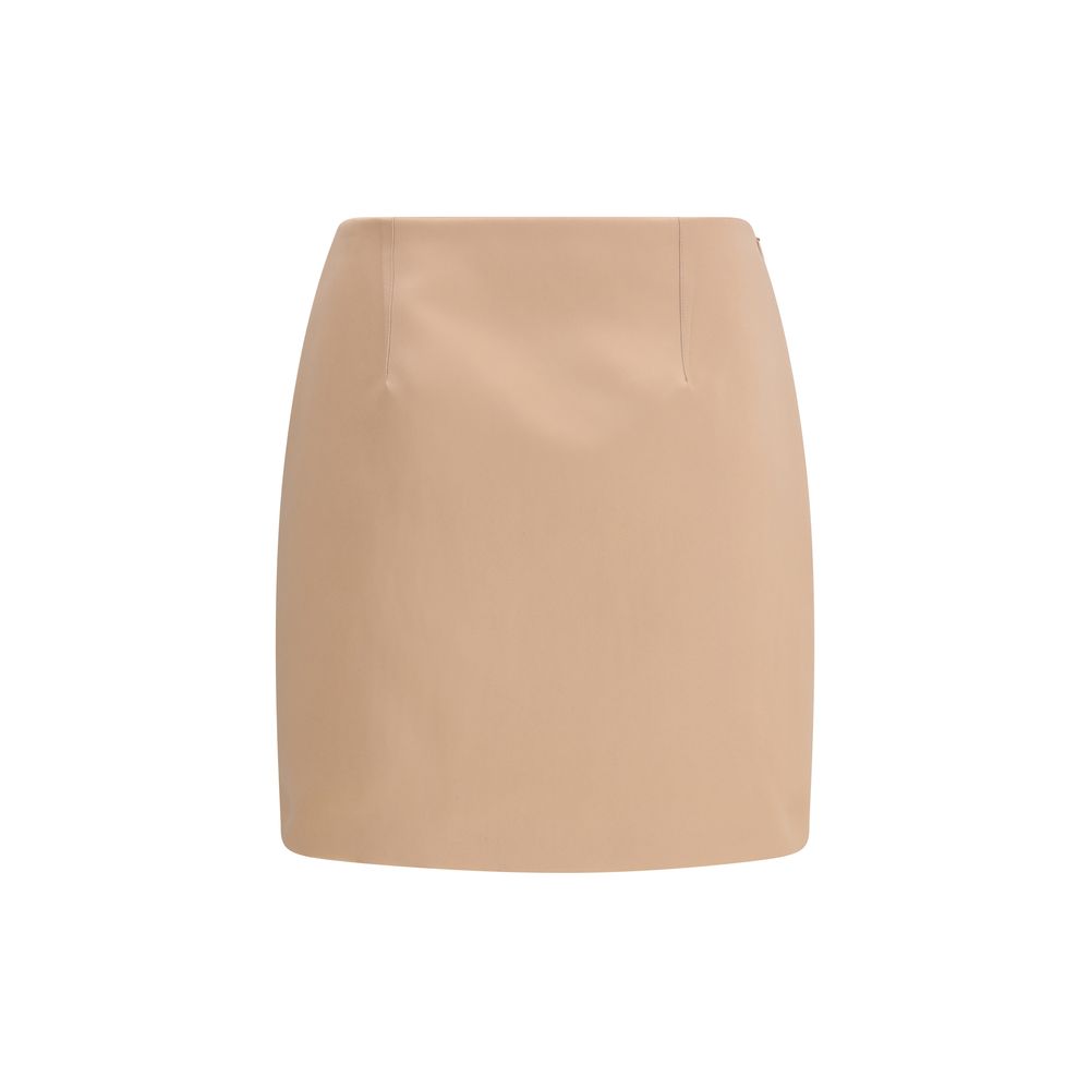 Satin Mini Mini Skirt — Beige