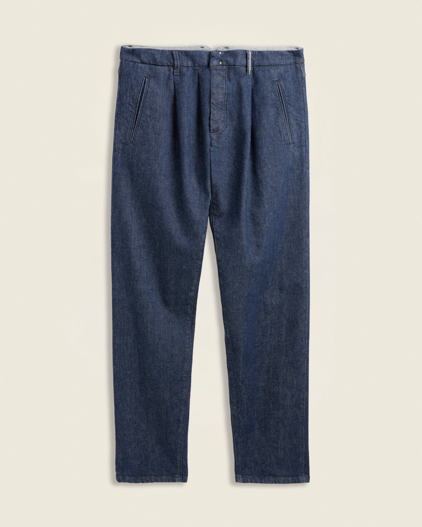 Tapered fit stretch denim trousers dark blue