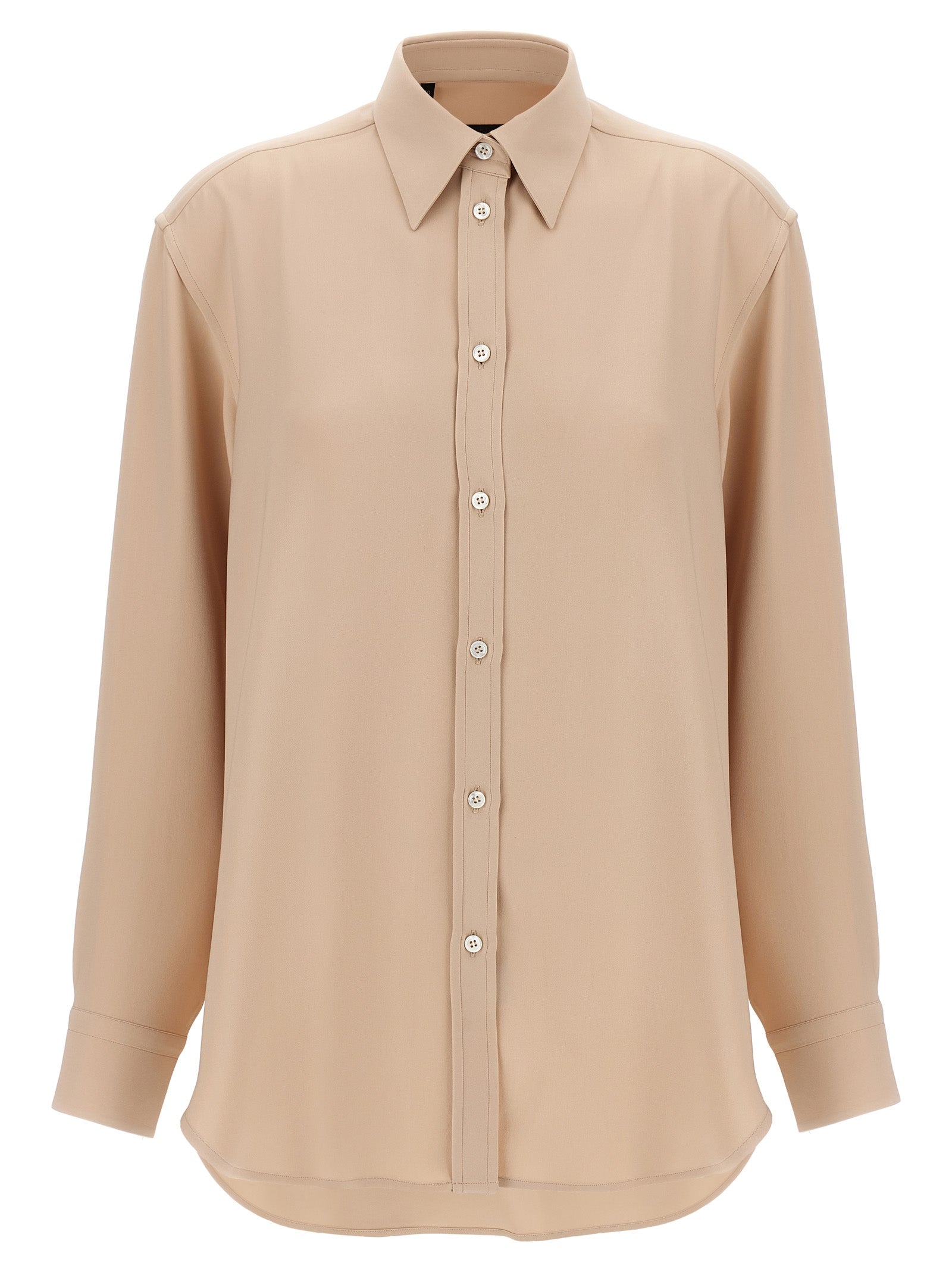 Silk Button-Front Blouse — Pink