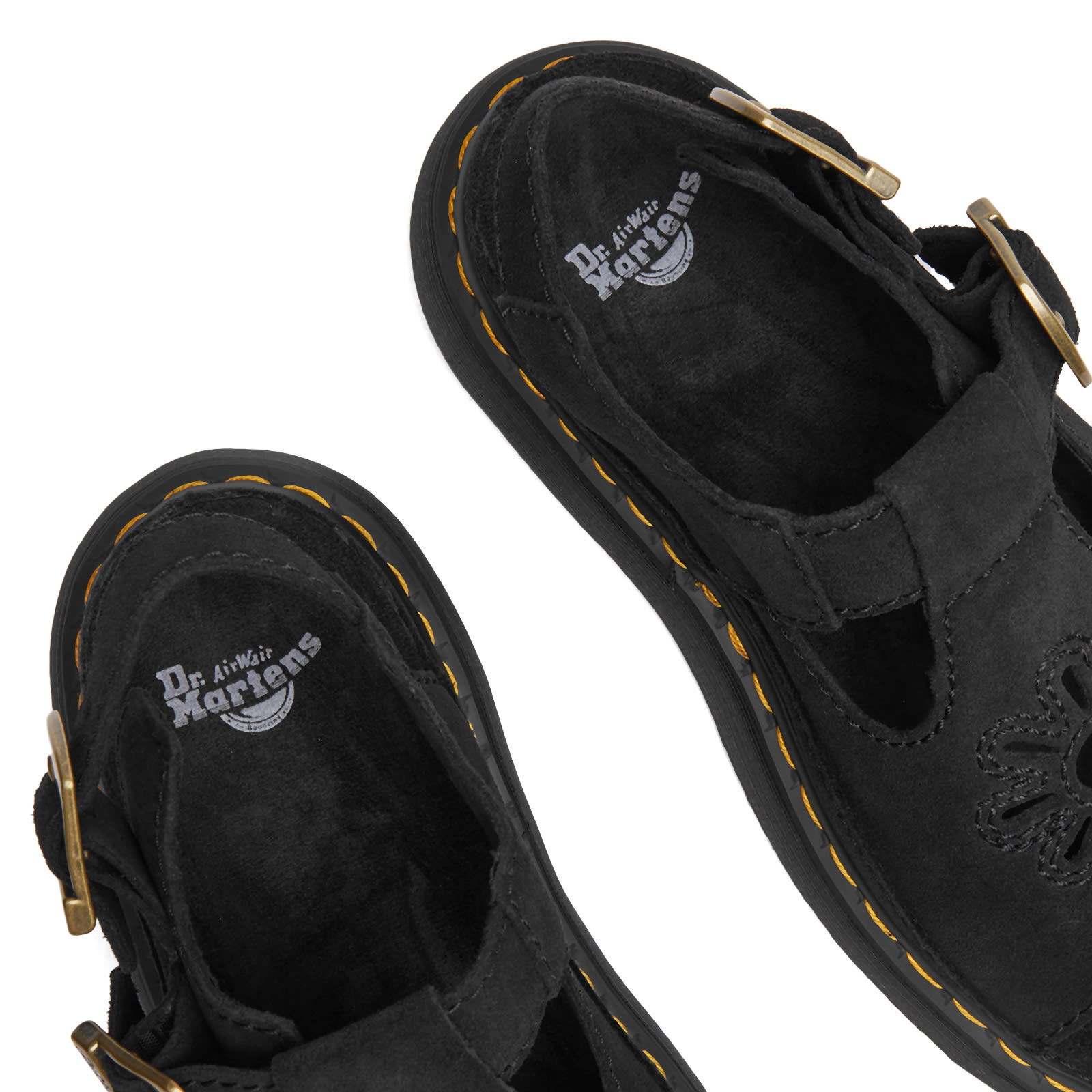 Dr. Martens Women's Dunnet Flower Suede Sandal in Black