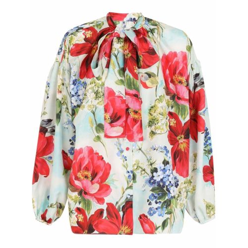 Floral-print silk shirt - Blue