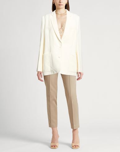 Woman Blazer Off white Size 12 Linen, Cotton