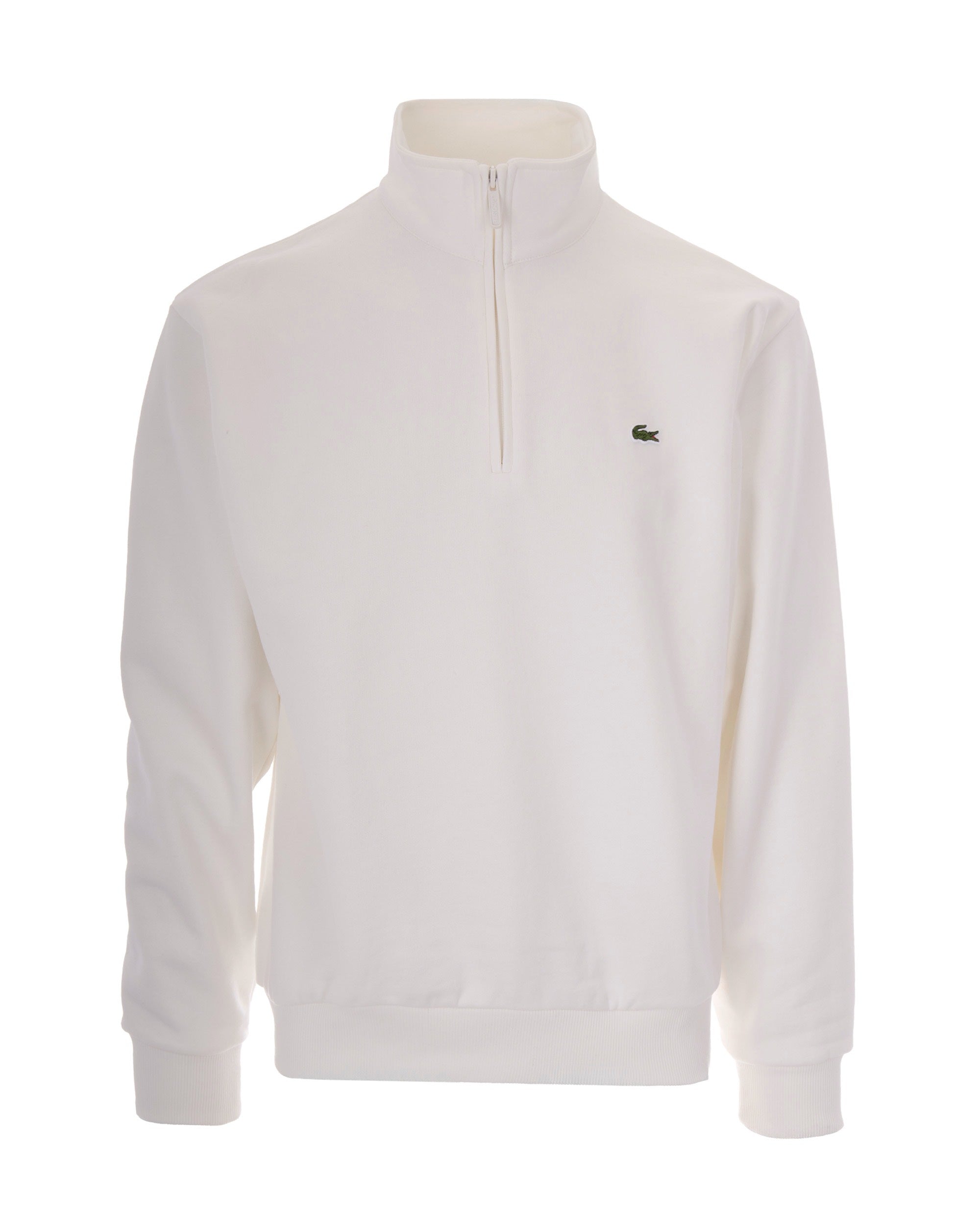 High-Neck Zip Sweatshirt — White