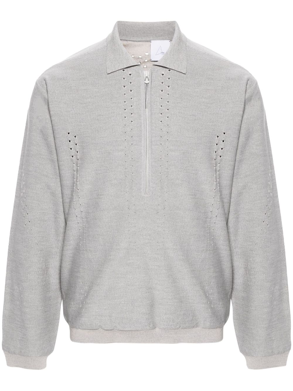 Knitted merino wool polo shirt - Grey