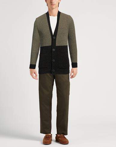 Alpha Studio Man Cardigan Military green Size 36 Wool