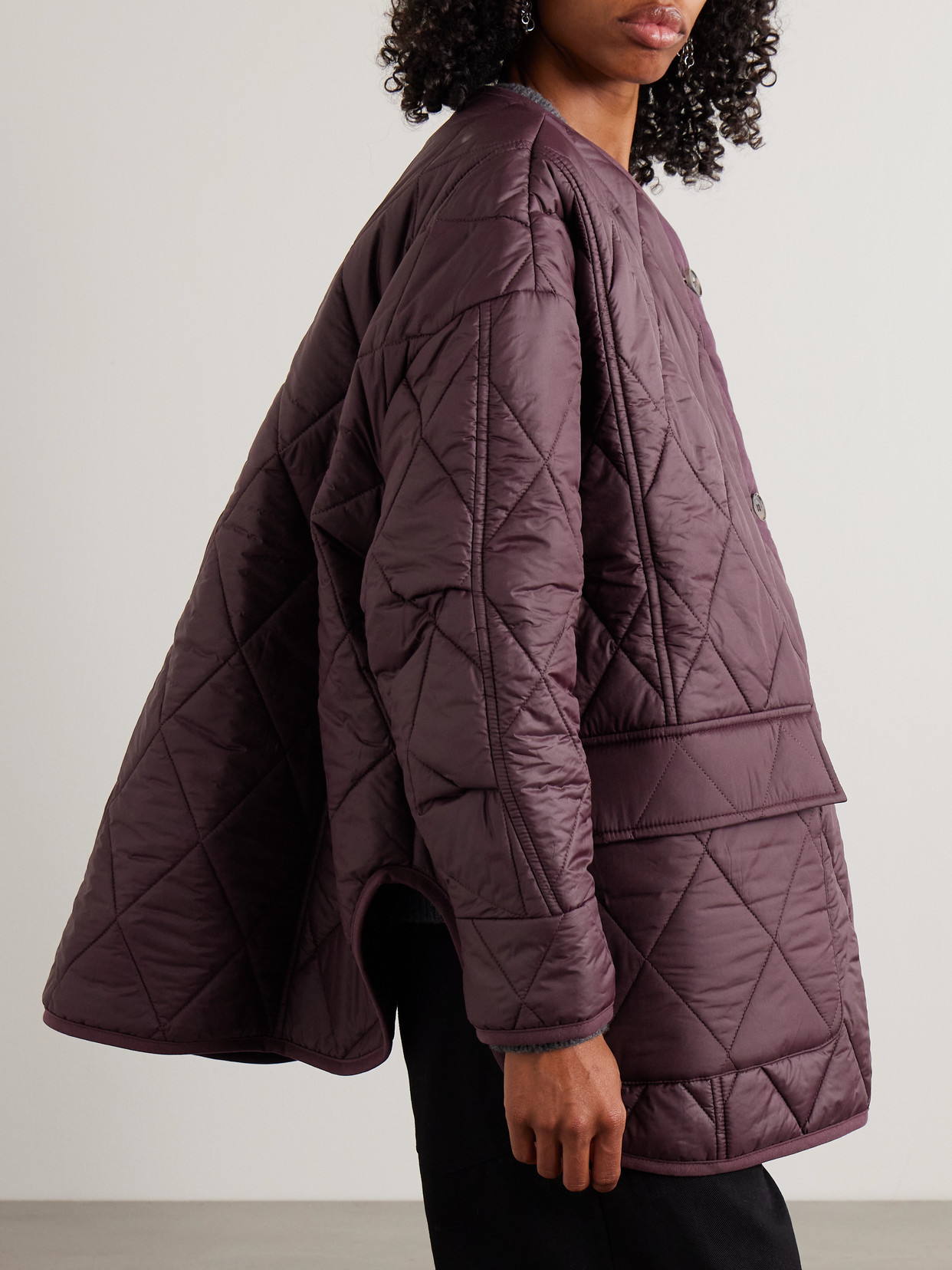Teddy Quilted Shell Jacket - Burgundy