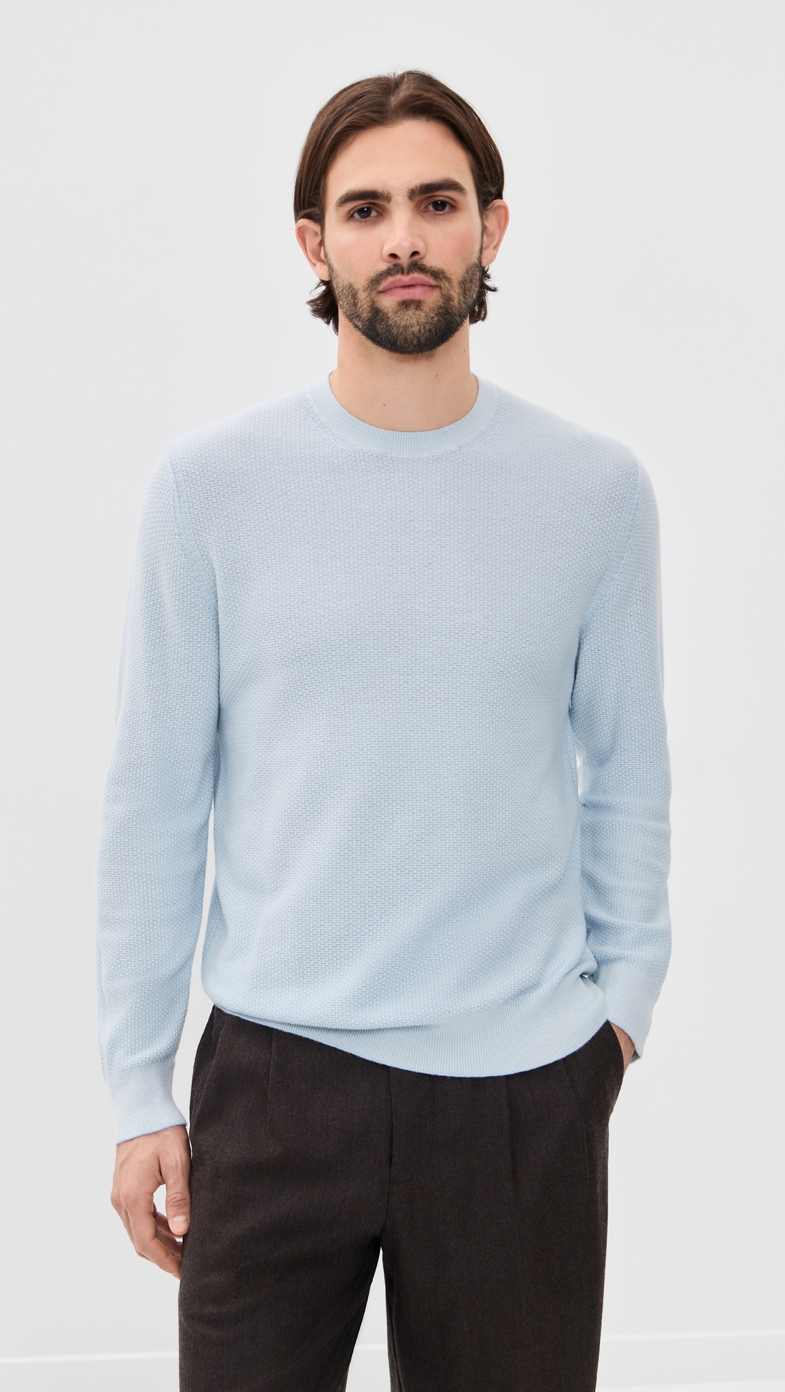 Geo Jacquard Crew Sweater Whitecap/Classic Cream