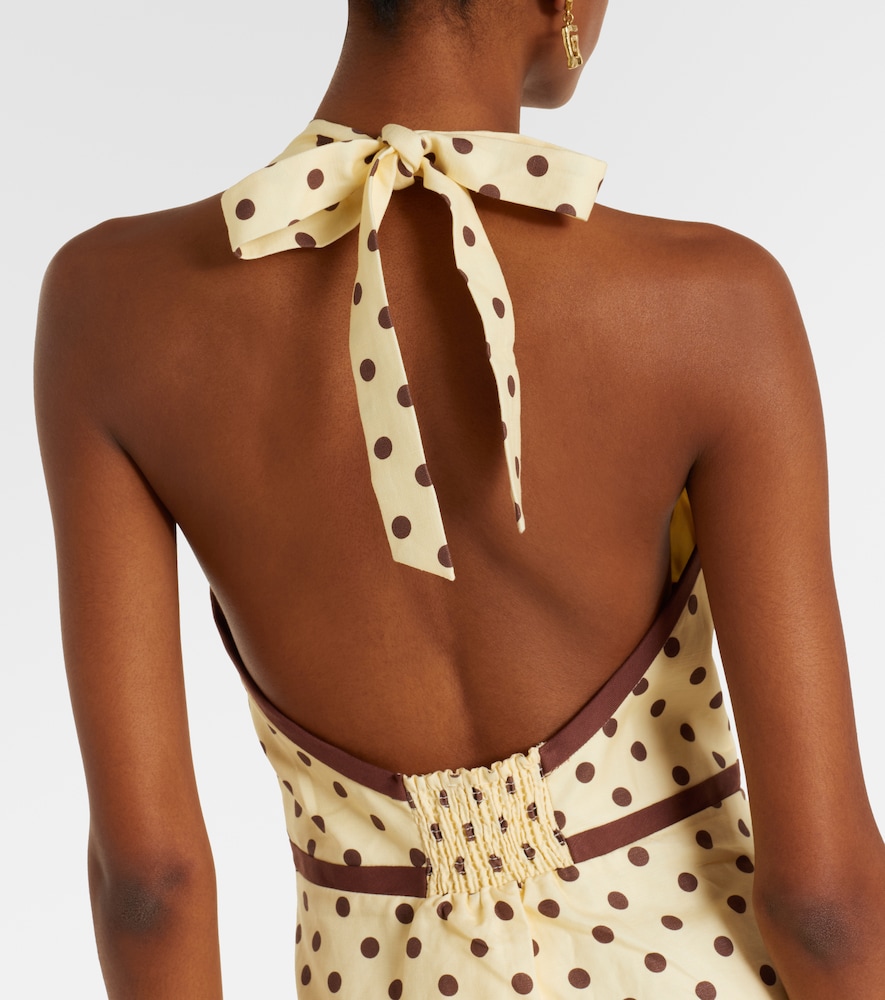 Bowie polka-dot linen and cotton midi dress