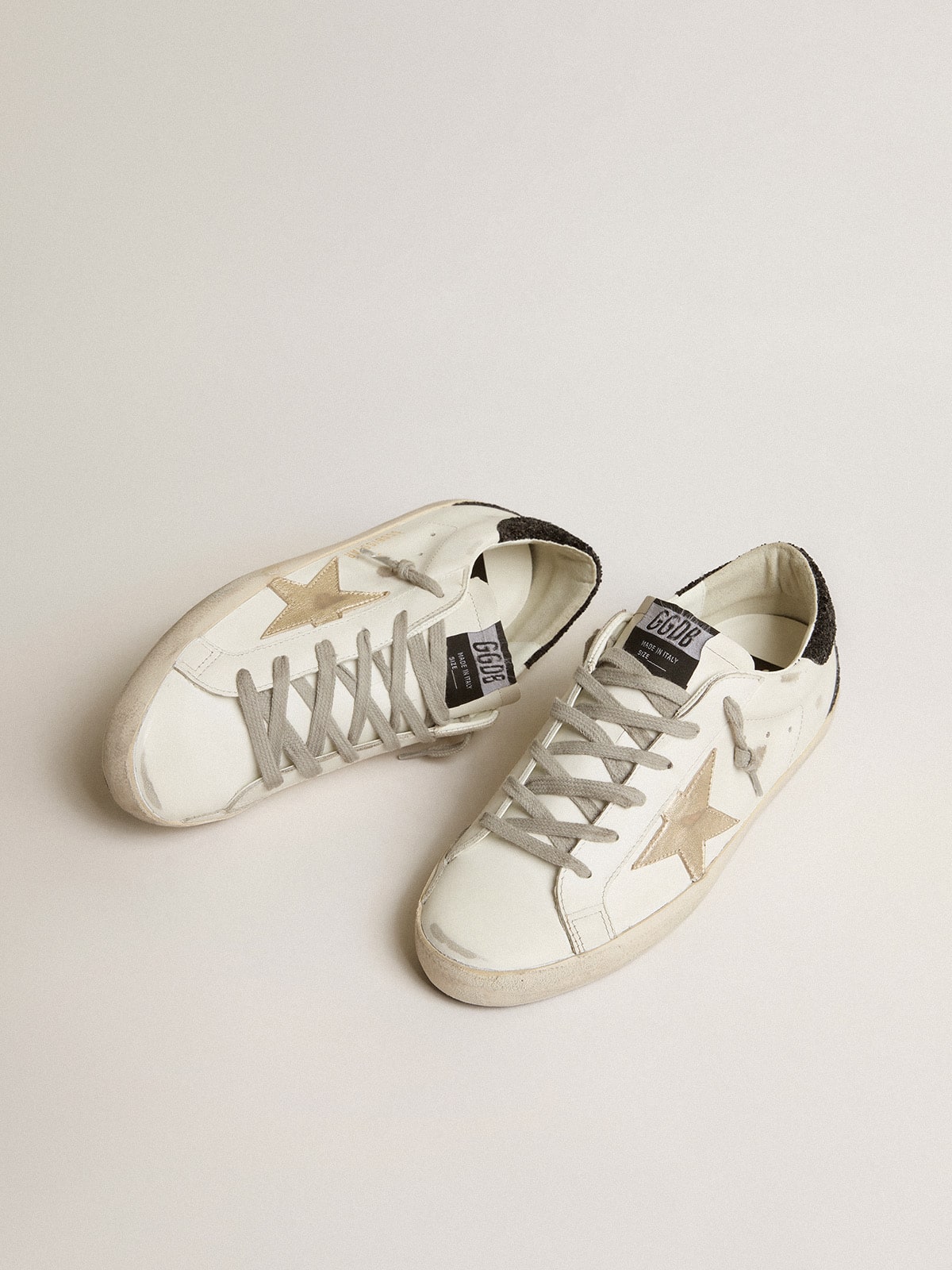 Golden Goose - Women's Super-star With Gold Star And Black Glitter Heel Tab, Woman