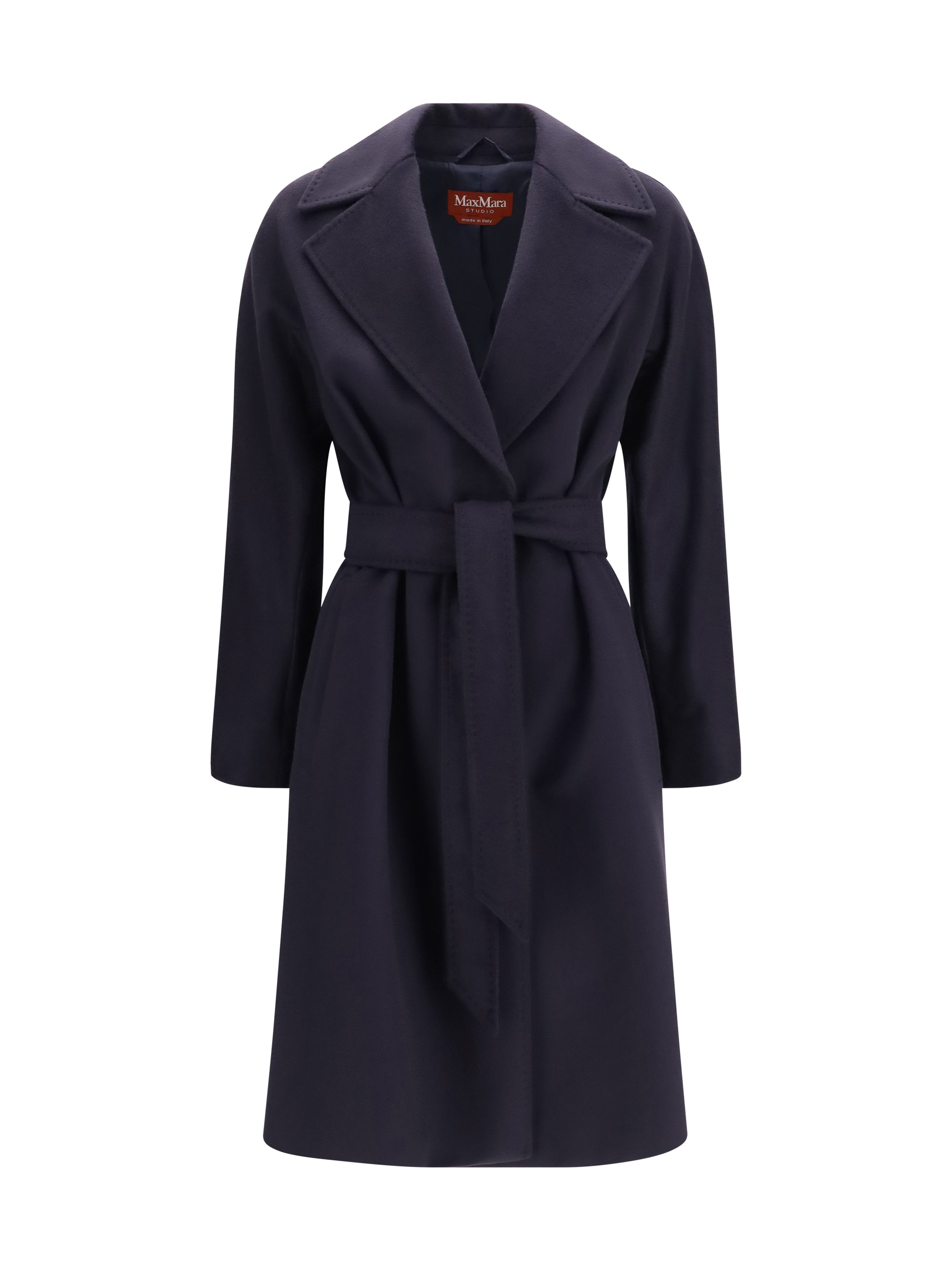 Wool with Peak Lapels Coat — Navy