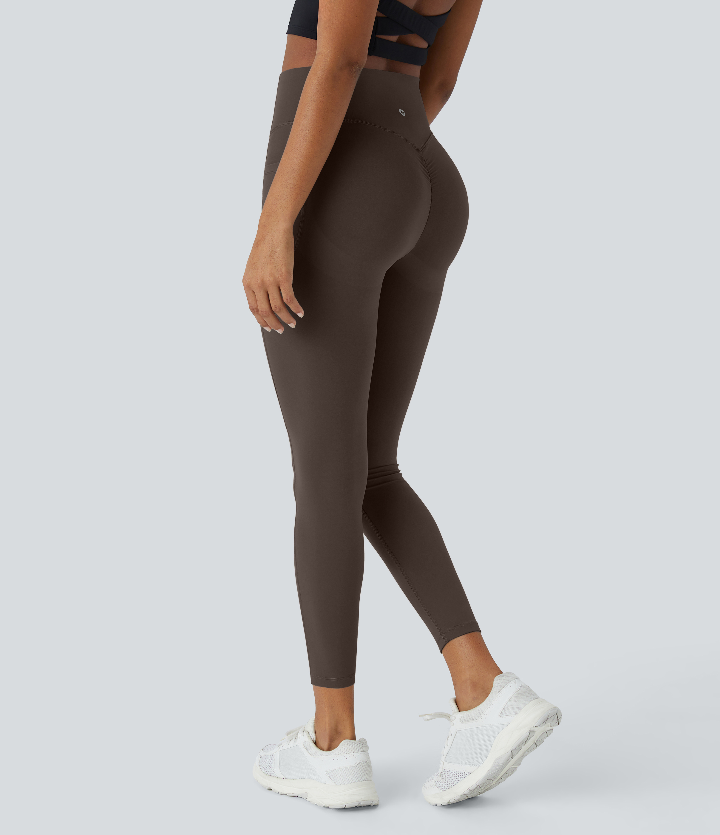 UltraSculpt™ High Waisted Scrunch Butt Lifting Tummy Control Pocket Shaping Training Leggings  - Hot Fudge