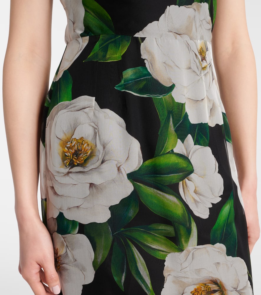 Floral silk chiffon midi dress