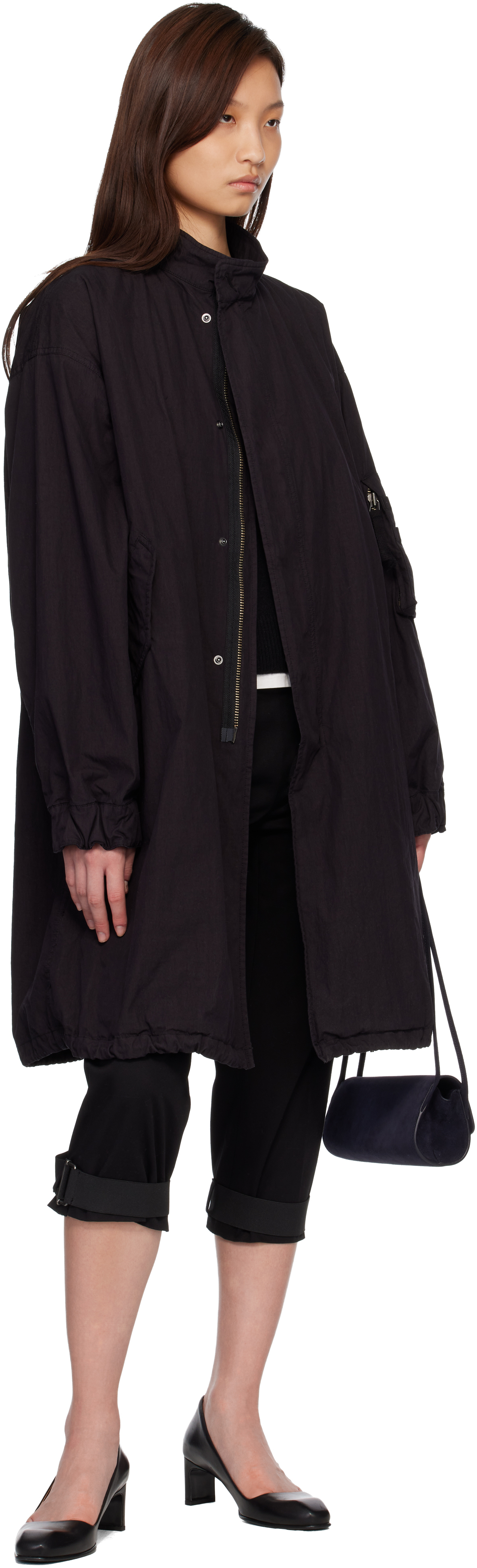 Black Garment Dyed Fishtail Parka