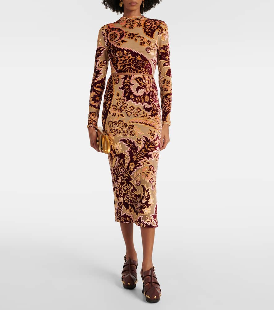Paisley tulle and velvet jacquard crop top