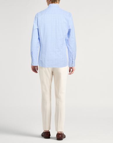 Man Shirt Azure Size L Cotton, Linen