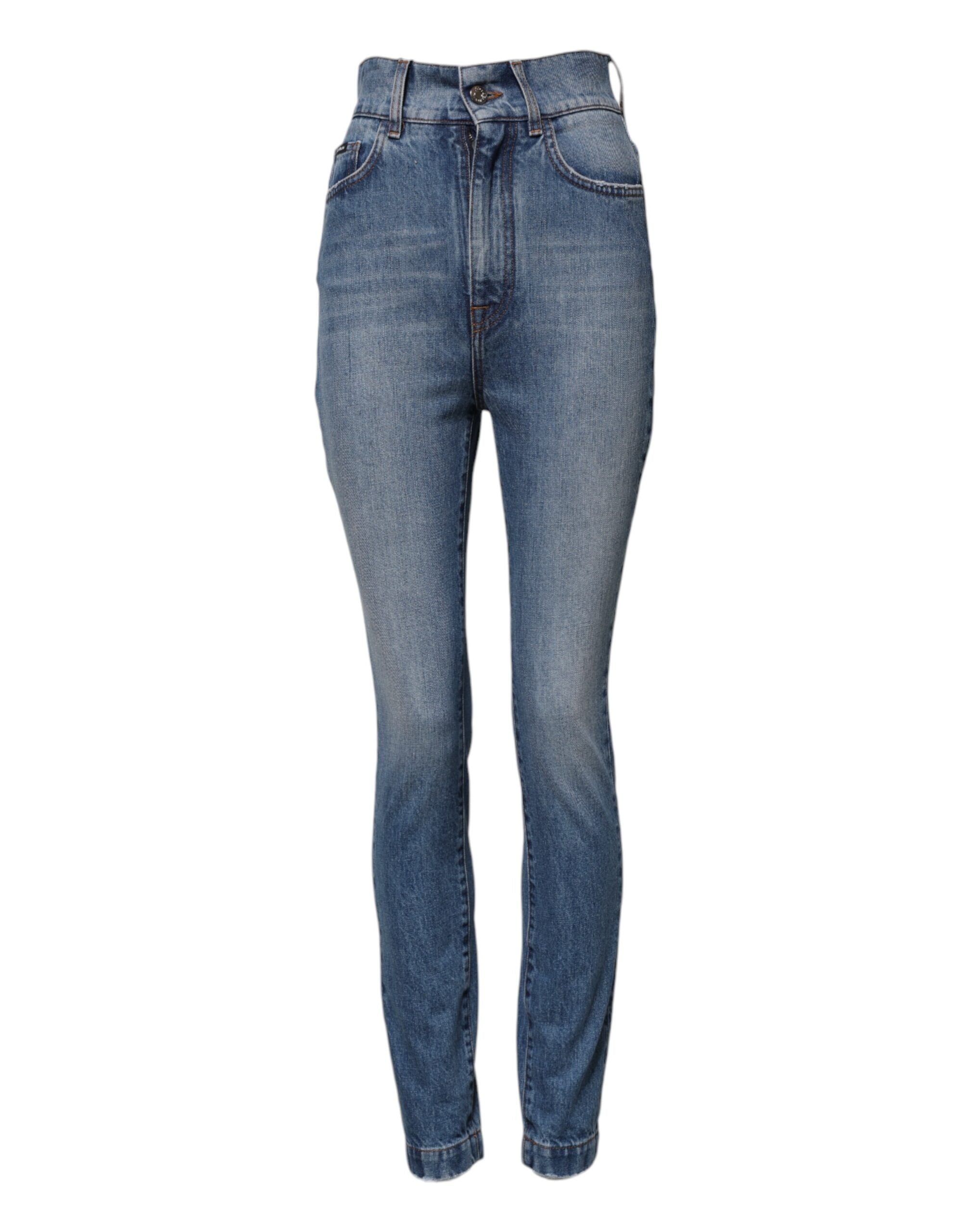 High-Waist Skinny Denim Jeans — Blue