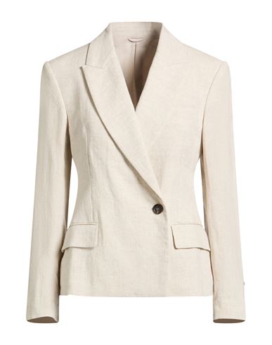 Woman Blazer Beige Size 6 Linen, Polyester, Polyamide