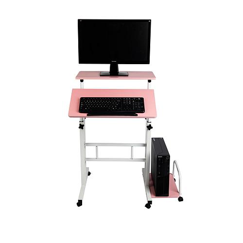 2-Tier Rolling Sitting/Standing Desk with Storage