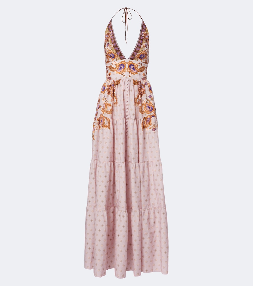 Clover printed cotton and silk maxi dress