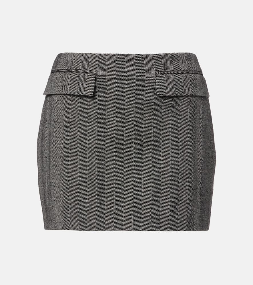 Striped wool-blend miniskirt
